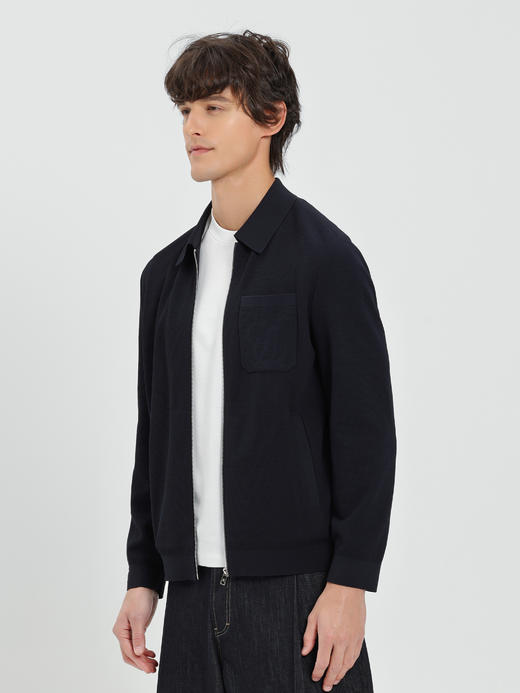 callisto藏青翻领针织开衫外套 商品图3