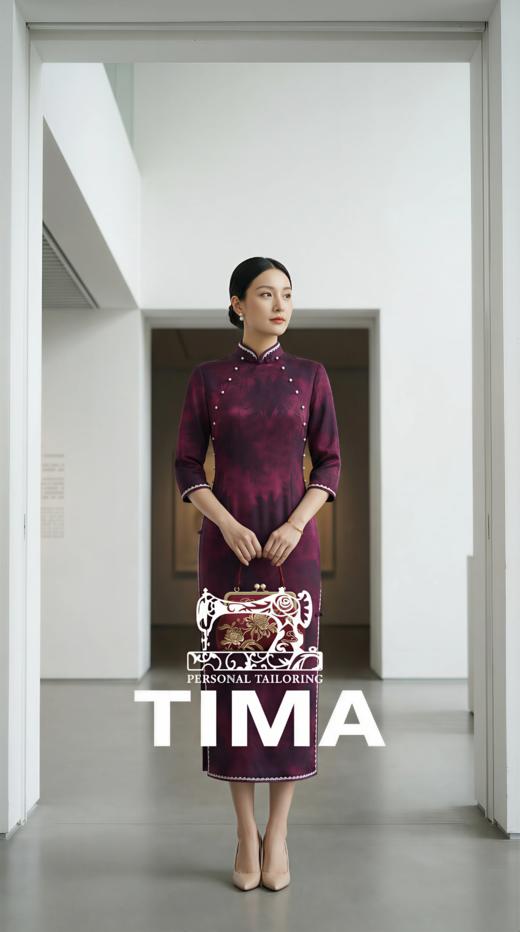 改良新中式两侧订珍珠优雅旗袍 商品图0