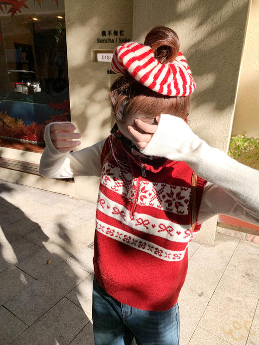 <曾小咸推荐>3.2现货秒杀！微信超特价！韩系红色翻领针织马甲 日常189.99 立减100 秒杀89.99！ 商品图6