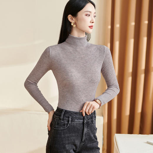 软弹15色羊毛针织打底衫 贴肤不扎 人手2件的百搭打底衫 纯色紧身羊毛打底衫高弹针织衫女2900 商品图1