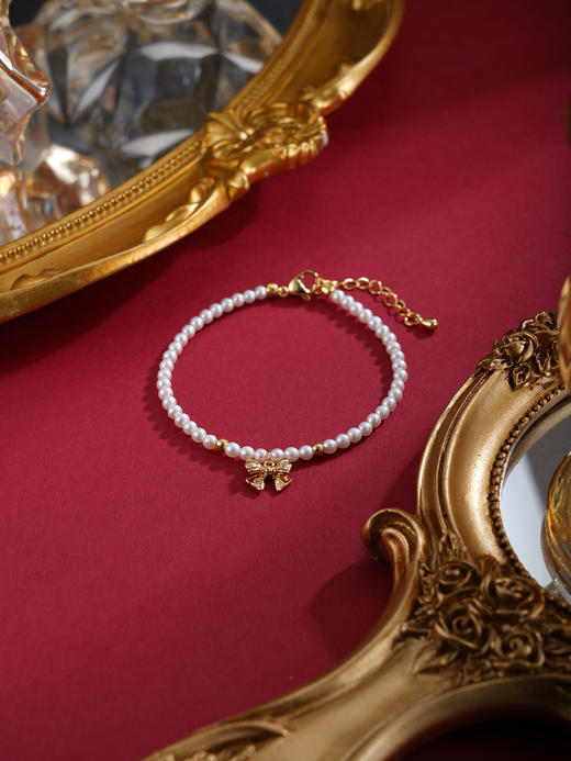 子佩集【柔光情结】珍珠惜王妃手链【XHSL002】镀金蝴蝶结2602 商品图5