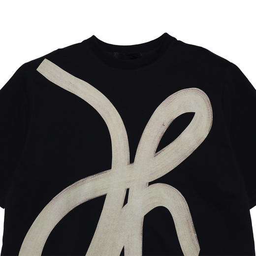 T492不规则婉婷线条设计感男士黑色宽松黑白设计师圆领街头T恤 商品图5