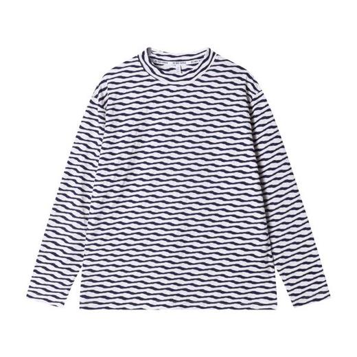 T2204早春时尚个性韩系水波纹圆领长袖T恤百搭休闲套头潮流上衣 商品图0