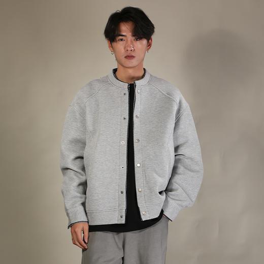 DRONKOO 2026 立领领口门襟小格纹拼针织中厚夹克 商品图3