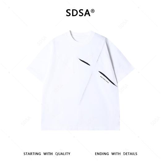 SG8709SDSA男装2026新款潮牌解构风短袖t恤斜向切割印花宽松半袖上衣 商品图4