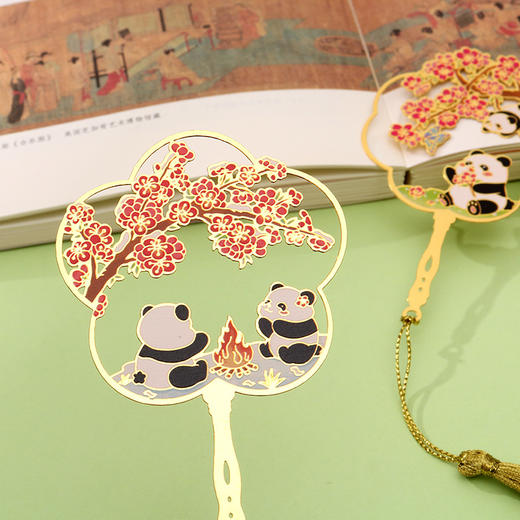 「9.9到手！数款可选」中国风金属书签卡通熊猫彩印蚀刻电镀黄铜铁书签学生礼送老师礼物 商品图3