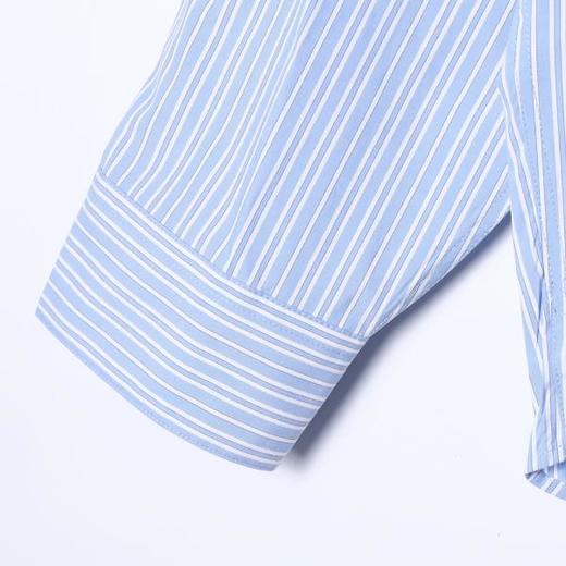 26C605SDSA男装2026新款蓝白竖条纹长袖衬衫立领宽松休闲百搭衬衣 商品图3