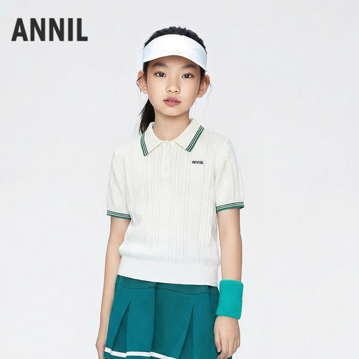 女童翻领短袖针织衫夏季新款安奈儿童装EG624679 商品图1