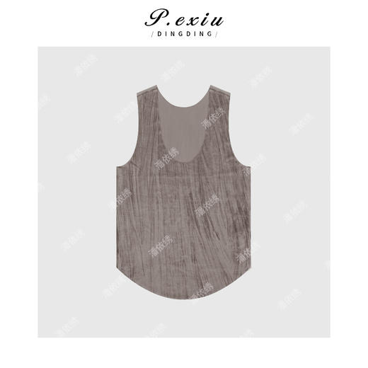 A008潘依绣丁丁宠粉韩系温柔丝绒U领无袖Q61008 商品图0