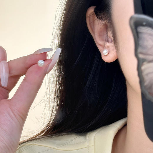 卡蒂罗KADER  925银淡水珍珠耳钉 天然法式赫本风优雅复古养耳洞 轻奢小众原创气质款配饰 淡水珍珠 耳钉 女款 商品图4