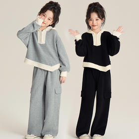 【儿童服饰丨女童春季连帽休闲套装】面料软糯舒适，连帽+撞色拼接设计，层次丰富，衣身纹理清晰，软而不塌，款式休闲简约，出门一套搞定，不用费心搭配