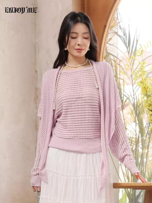 【门店同款】ENJOY春季“柔光芳序”披肩镂空针织上衣 169494173 商品图2