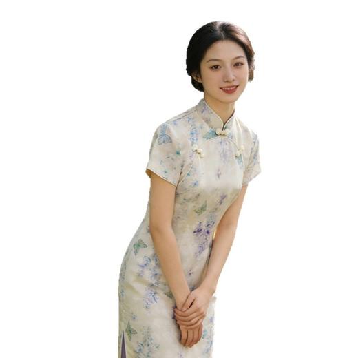 国风中式长款改良旗袍，年轻款女复古修身短袖日常可穿GX-362603 商品图4