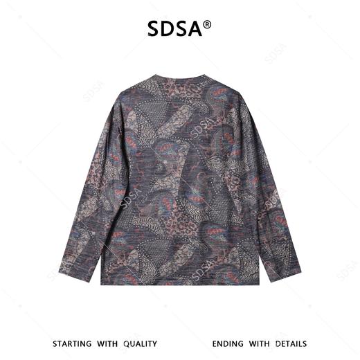 26T54SDSA男装2026新款腰果花满印长袖T恤复古民族风宽松圆领打底衫 商品图4