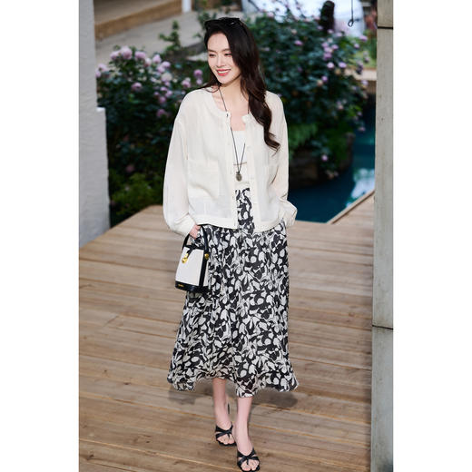 米思阳2026春季新款 天然凉感天丝亚麻/圆领短外套/空调衫外搭女6130 商品图4