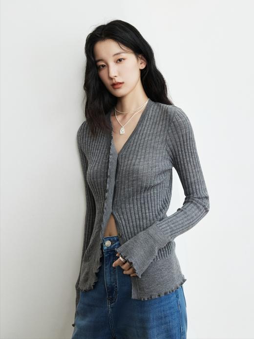 扬子精纺羊毛浪漫荷叶边开衫FCG1WSC097 商品图9