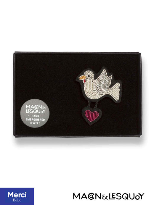 Macon&Lesquoy法国原创设计 自由之鸽 玫瑰人生系列 M&L刺绣手工饰品胸针 商品图1