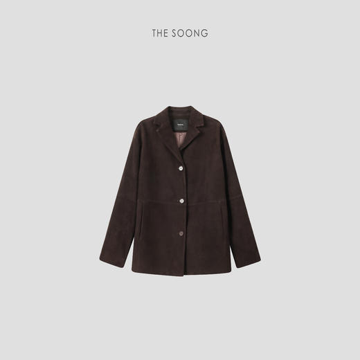 THESOONG|"哑光绒感"混种羊头层磨砂皮宽松廓形外套HWPY8710 商品图0