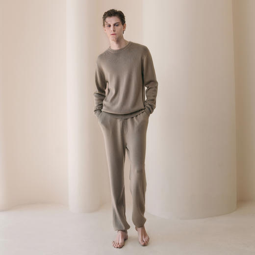 Solo seta男士纯色绵羊毛桑蚕丝山羊绒睡衣套装25春季保暖家居服 商品图1