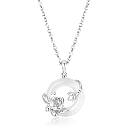 卡蒂罗KADER 好运莲莲平安扣 999足银新中式国风招财锁骨链双色可选 万事顺遂 小众轻奢表达爱意 玉髓 项链 女款 商品图5