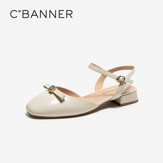 千百度蝴蝶结轻便时装凉鞋女2026夏季新款低跟包头后空一字带凉鞋A26241811 商品图1