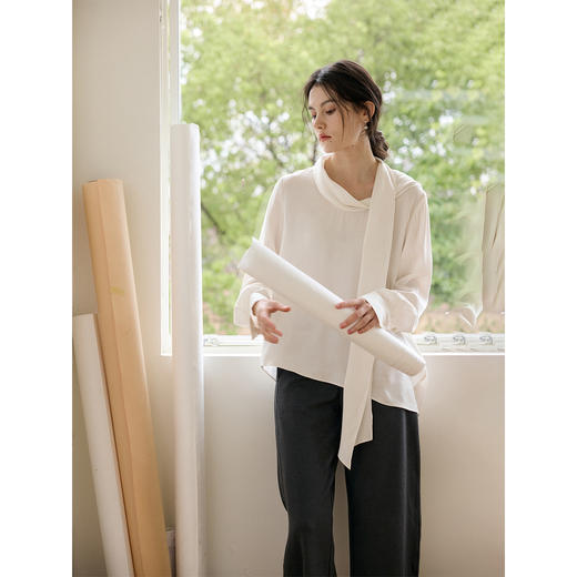 珠光宽松飘带衬衫 商品图0