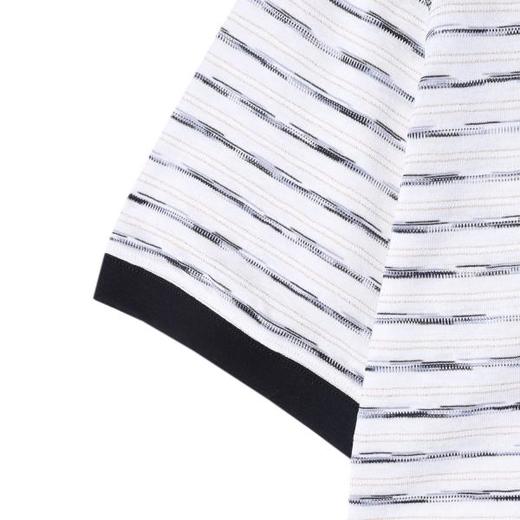 夏季高级感新款男士撞色条纹半纽扣刺绣标短袖T恤时尚圆领上衣潮 商品图3