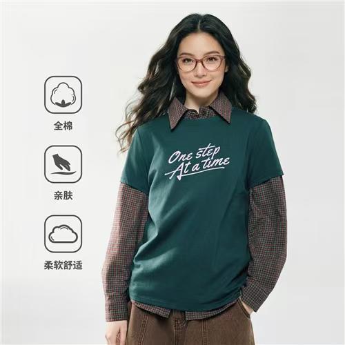 佐丹奴女装26年新款全棉正肩印花短袖T恤衫05396238 商品图1