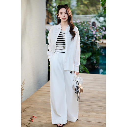 100%亚麻凉感亲肤 米思阳2026春季新品高级气质轻薄OL上衣轻熟法式小众外搭衬衫女6132 商品图4