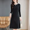 大码长袖连衣裙女春装2026新款高端洋气圆领A字女士黑色连身裙子 商品缩略图1
