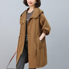 丁摩 大码女装200斤胖mm风衣女中长宽松显瘦秋装上衣6ZF-8918