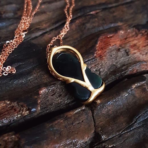 【天然正品】A货翡翠AU750黄金镶天然细腻冰种宝宝佛墨翠吊坠项链19.2*10.0*4.7MM（戒圈可改）链长：45CM（长度可调节）300126NJM04 商品图5