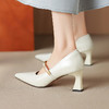 【预售5天】法式尖头高跟鞋气质一字扣，玛丽珍鞋细跟浅口中跟单鞋DB&M6687 商品缩略图5