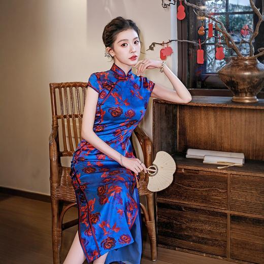WX2026新款真丝旗袍长款改良中式桑蚕丝连衣裙优雅气质修身复古 商品图2