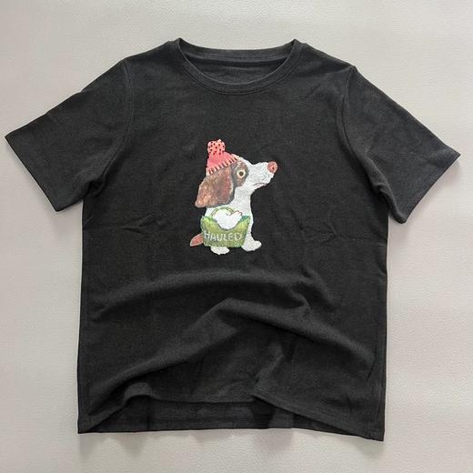 老米优品🎈3-5天。《小狗串珠双面澳绒短袖tee》复古少女既视感，轻松get韩系穿搭~  T260227A 商品图3