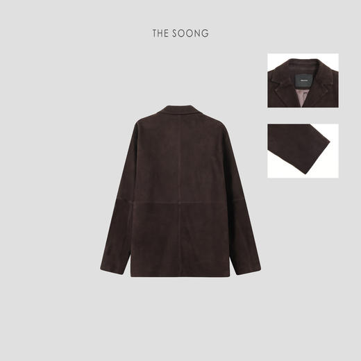 THESOONG|"哑光绒感"混种羊头层磨砂皮宽松廓形外套HWPY8710 商品图3