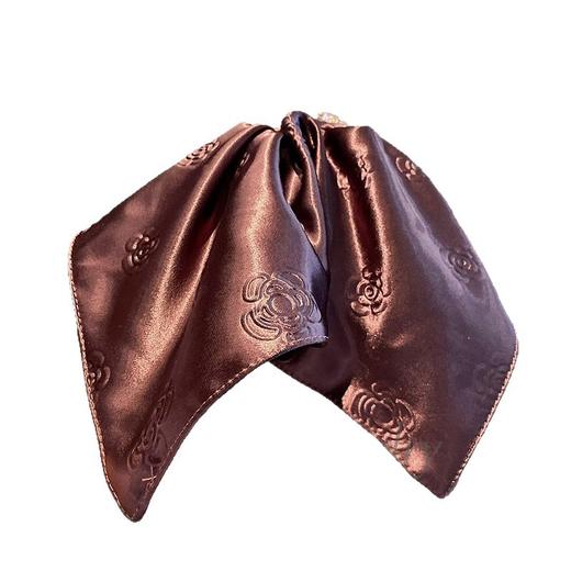 丁摩 高品质法式小香风气质珠光缎山茶花高级发圈时尚方巾肠圈发饰皮筋6ZF-5849 商品图4