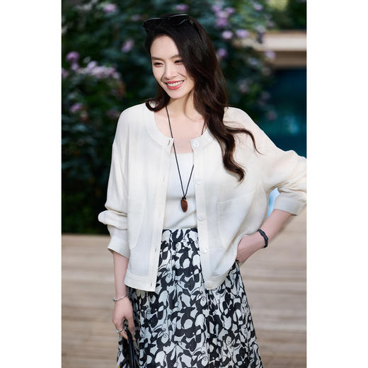 米思阳2026春季新款 天然凉感天丝亚麻/圆领短外套/空调衫外搭女6130 商品图2