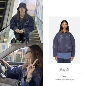 【cg1】女士时尚新款涂鸦线绣水洗牛仔外套！！