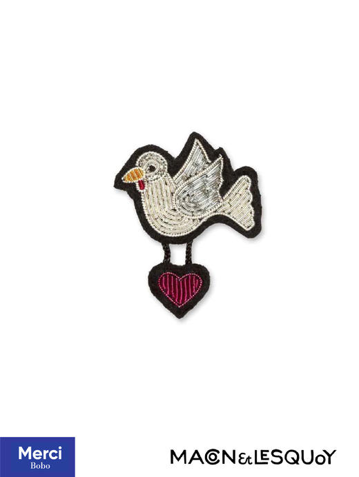 Macon&Lesquoy法国原创设计 自由之鸽 玫瑰人生系列 M&L刺绣手工饰品胸针 商品图0