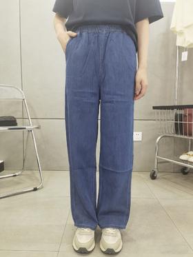 佐丹奴女装26年新款橡胶腰头棉感柔软阔腿牛仔裤05416008