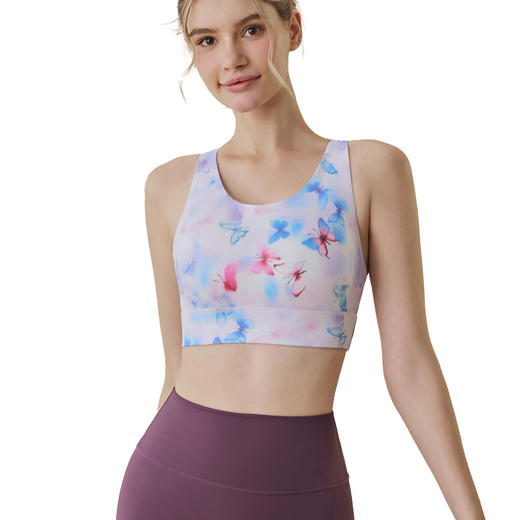 跃牌【健舞健美】高强度带胸垫印花文胸运动户外普拉提健身服上衣9821A 商品图3