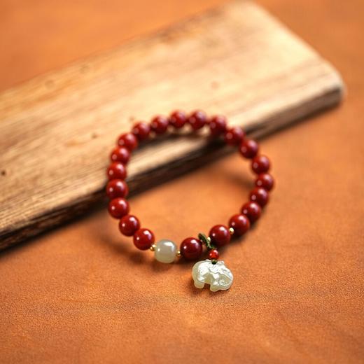 丁摩 新中式珠子和田玉手串吉祥复古红玛瑙吊坠手链串珠男女款饰品6ZF-S5017 商品图3