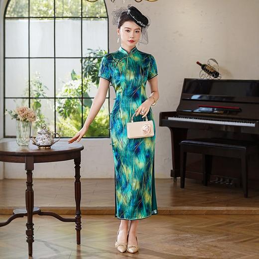 WX2026新款真丝旗袍长款改良中式桑蚕丝连衣裙优雅气质修身复古 商品图2