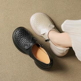 【预售5天】厚底松糕鞋真皮圆头，懒人秋小个子高跟小皮鞋168XY&1681316