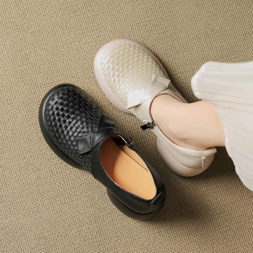 【预售5天】厚底松糕鞋真皮圆头，懒人秋小个子高跟小皮鞋168XY&1681316 商品图0