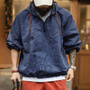 马登工装美式半拉链连帽卫衣肌理感泡泡纱蓝色户外薄款外套男春季 商品缩略图0