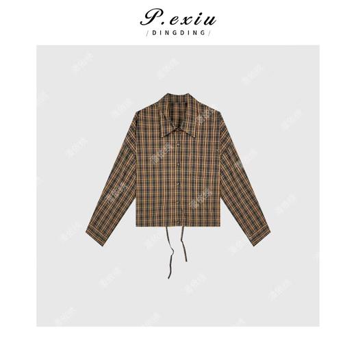 04-6潘依绣丁丁宠粉韩系氛围感复古格子长袖衬衣 Q66015 商品图0