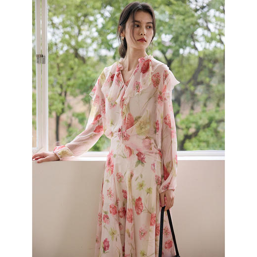 荷叶边印花宽松法式衬衫 商品图3