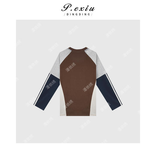 A008潘依绣丁丁宠粉韩系撞色拼接圆领长袖Q17662 商品图1